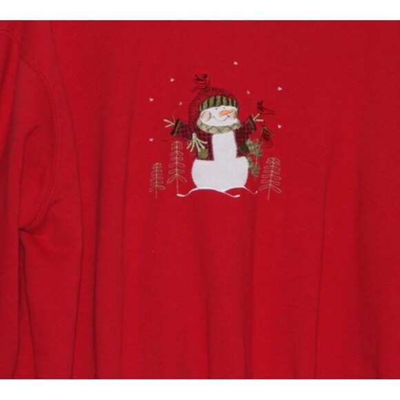 Top Stitch Women's 3XL Red w/ Embroidered Snowman Christmas Holiday Sweatshirt - Picture 3 of 5